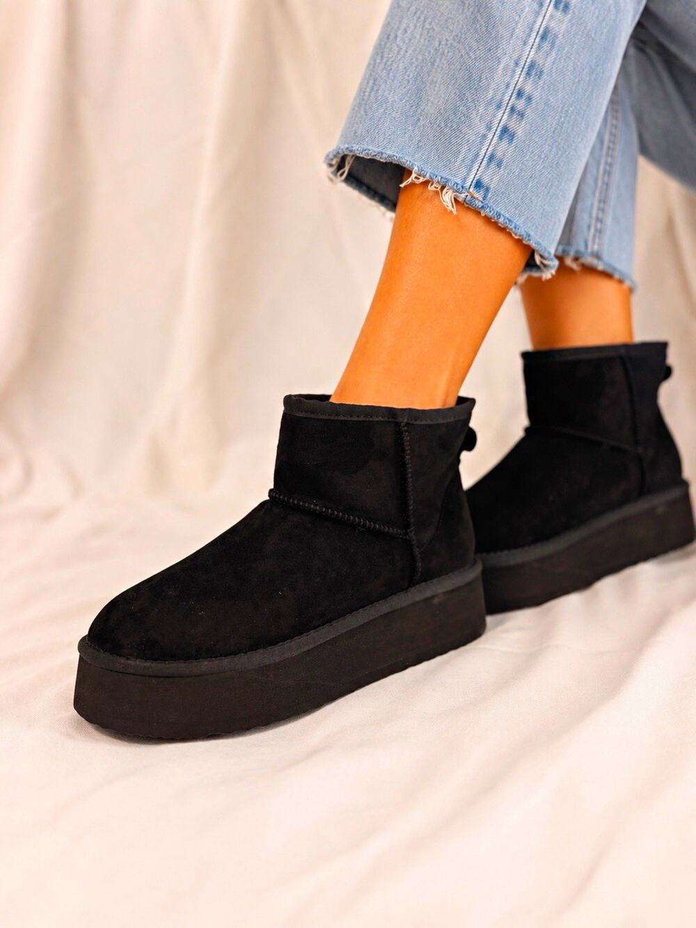 Steve Madden Enchanting Women’s Black Suede Platform Ankle Boot Slip On US 10
